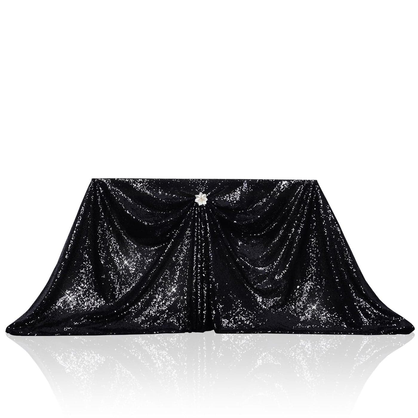 PartyDelight Black Sequin Tablecloth 60x102 Rectangle Shimmer Table Cloths Sparkle Glitter Decorations
