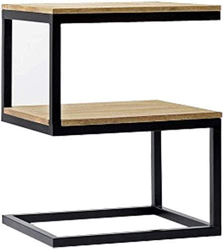 Indian Decor 456200 Wooden Iron S Shape Bedside Tables for Bedroom Telephone Table End Table for Living Room Flower Pot Night Stand Table Accent Table Office Furniture for Home Black