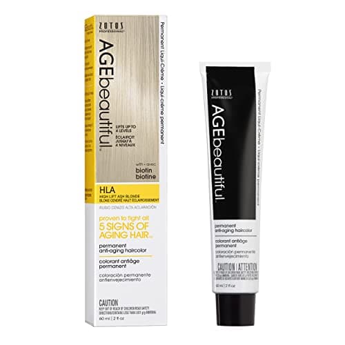 AGE beautiful Permanent Hair Color Dye Liqui Creme | 100% Gray Coverage | Anti-Aging Haircolor | Biotin for Thicker, Fuller Hair | Professional Salon Coloring | HLA High Lift Ash Blonde