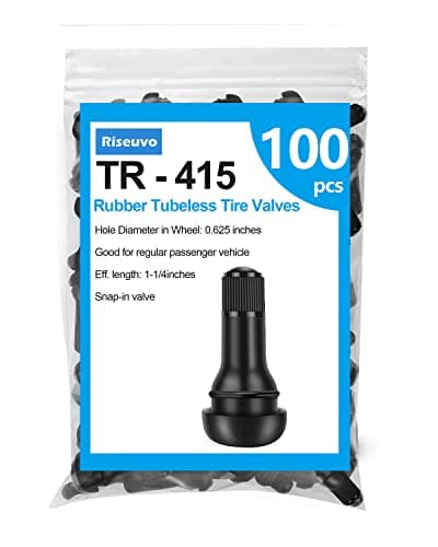 Riseuvo 100pcs TR415 Tire Valve Stem Rubber Snapin Valves Tubeless Valve Stems Suit for 0625 inch Rim Holes on Standard Vehicle Tires