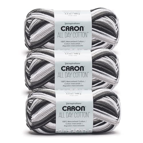 Caron All Day Cotton Midnight Storm Yarn 3 Pack of 100g35oz 100 Mercerized Cotton 4 Worsted Medium 173 Yards KnittingCrochet