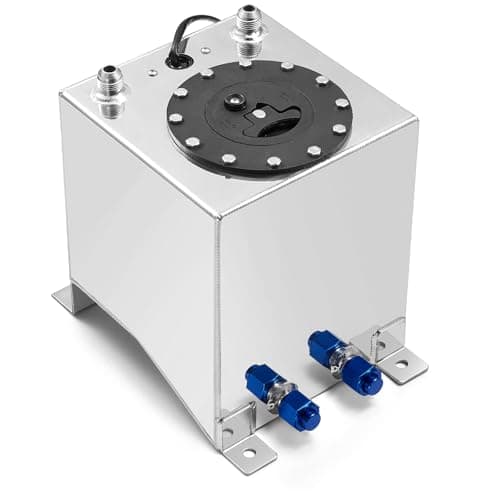 BDFHYK 2.5 Gallon Fuel Cell Gas Tank Aluminum Polished Sliver with Level Sender 8" (L) x 8.25" (W) x 10" (H) Racing Street Drift Strip Fuel Tank Fuel Cap
