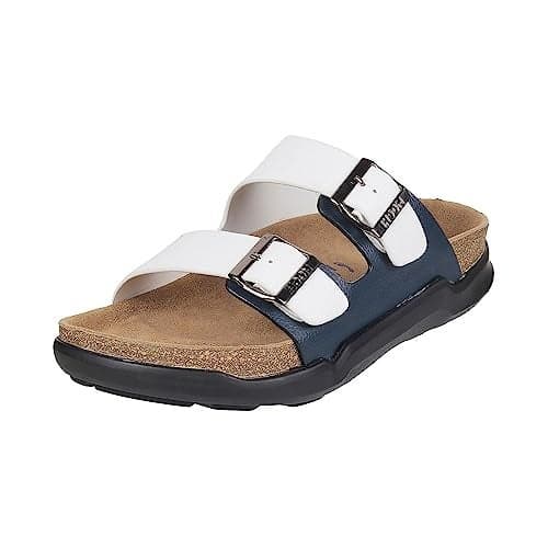 Mochi Men White/Blue Synthetic Leather Thong Chappal UK/9 EU/43 (16-754)