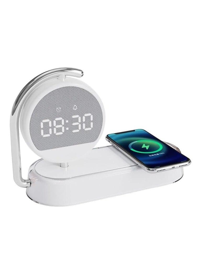 15W Wireless Chargers Stand 4 In1 LED Digital Alarm Clock Fast Charging Dock Station Compatible with iPhone Xiaomi Samsung