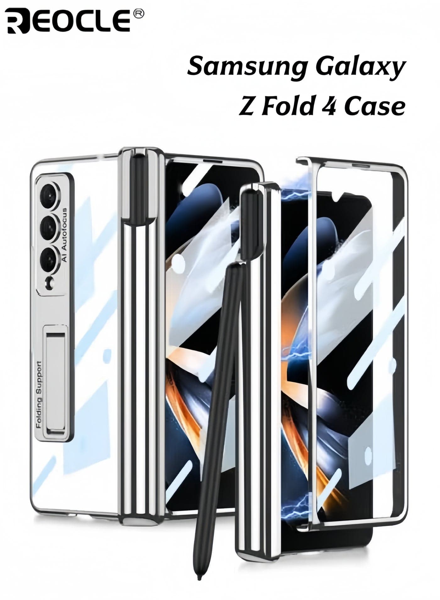 Samsung Galaxy Z Fold 4 Case Compatible with S Pen Crystal Clear Case Lens Film & Front Screen Protector
