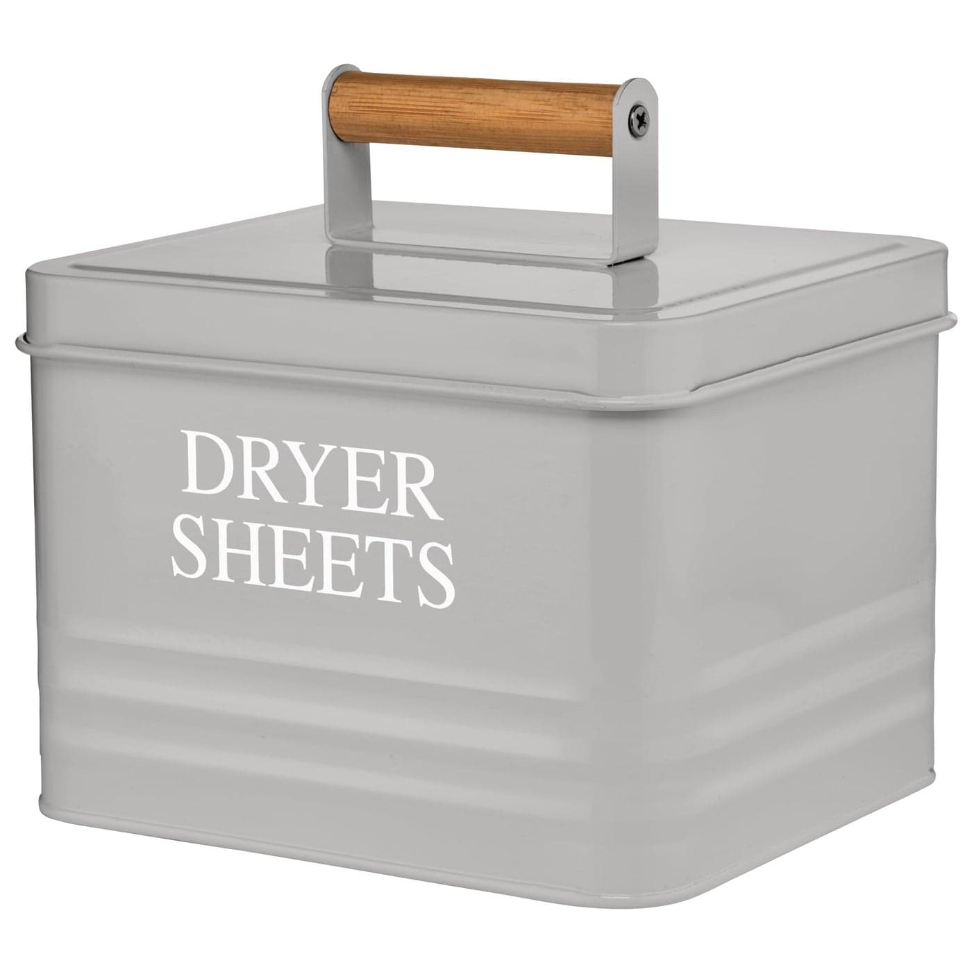 Calindiana Modern Farmhouse Metal Laundry Dryer Sheets Holder Fabric Softener Dispenser with Lid for Laundry Room Decor and Accessories and Space Saving Laundry Room Organization and Storage Grey