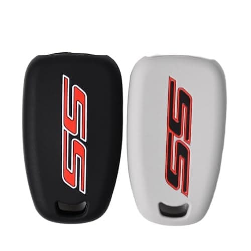 SS Silicone Key Fob Cover Case Protector with SS Emblem Badge Trim Decal for Chevrolet Chevy Camaro Malibu Impala