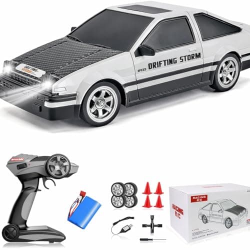 FEXXA RC Drift Car, 1:16 Scale Remote Control Car, 4WD 40KM/H High Speed RC Racing, 2.4GHz Electric Sport Driftings with Headlight, Drifting Tires and Racing Tires for Adults (H-Red)