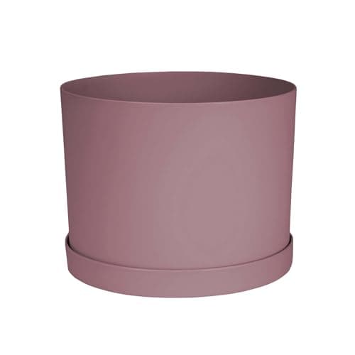 Bloem Mathers 8 Plastic Planter Modern Indoor Pot with Drainage Hole and Saucer Tray Dusty Rose