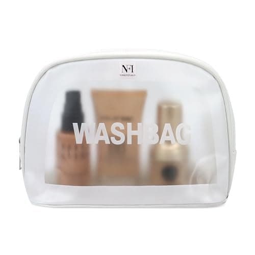 NFI essentials Makeup Pouch for Women, Transparent Washbag, Travel Make up Bag, Portable Carry Toiletry Storage Cosmetic Organizer for Girls