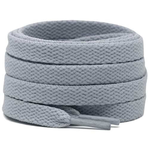 DELELE 2 Pair 47 inch Flat Shoe laces 5/16" Wide Shoelaces for Athletic Running Sneakers Shoes Boot Strings Light Gray