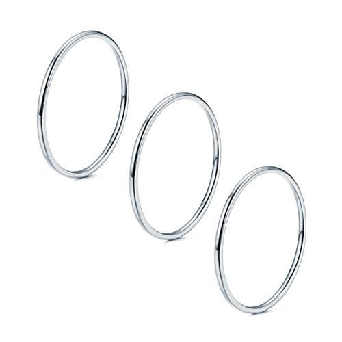 NOKMIT 3PCS 1mm Thin Silver Rings for Women Slim Simple Stacking Stackable Ring Plain Thumb Pinky Band Smooth High Polished Non Tarnish Comfort Fit Size 5 to 10 (6)