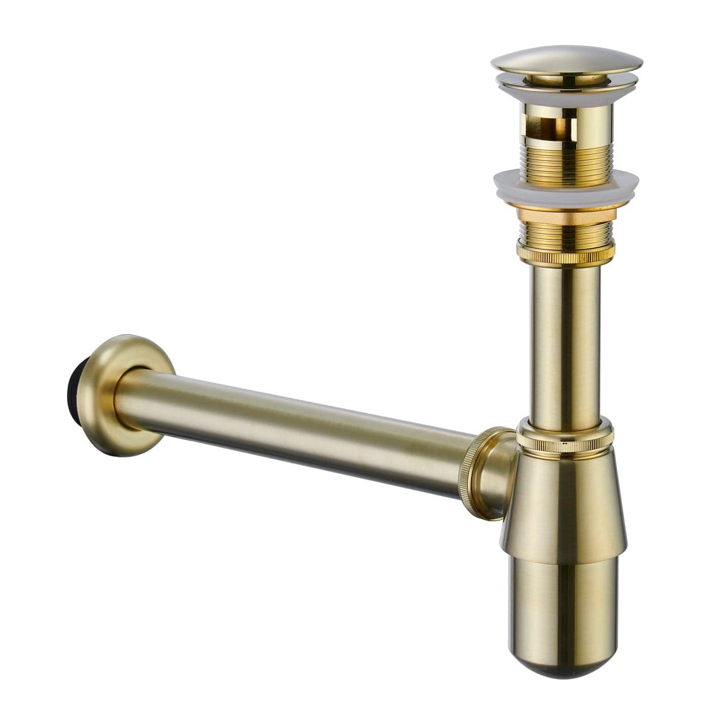 GORDEE Bathroom Sink Stopper Bottle P Trap Brass Core 114 inch Slip Inlet Drain Complete Kit Lavatory Sink Stopper Set wOverflow Gold