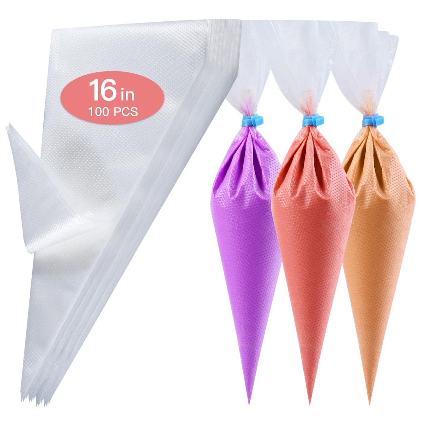 firstake Piping Bags 16 Inch 100pcs Disposable Piping Bags Large Pastry Bags Thickened Frosting Bags Cake Decorating Bags Large Piping Bags Icing Bags for Cake Decorating