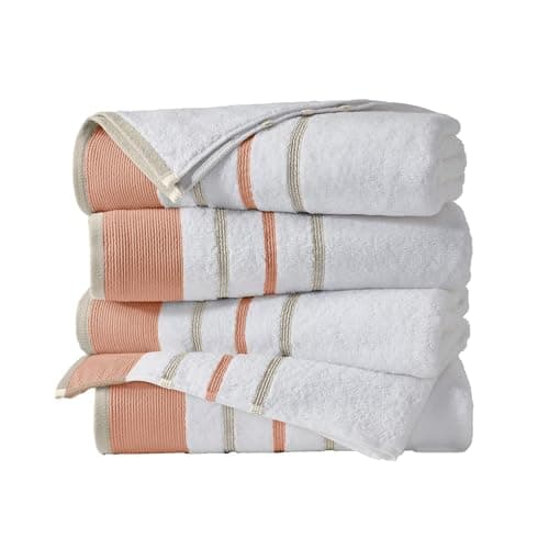 Great Bay Home Decorative Bath Towel Set - Cotton 4 Pack 54x27 Bath Towel Set - Durable Towels for Bathroom Decor (Dusty Rose/Cappuccino)