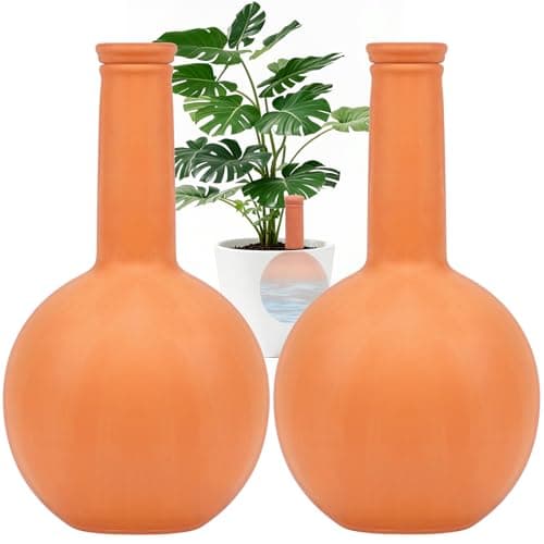 30 Oz Ollas Terracotta Watering Pots Large Plant Watering Globes SelfWatering Device Terracotta Clay Watering Pot with Lid Refill 2 Week Auto Irrigation System for Indoor Outdoor Plant2 Packs