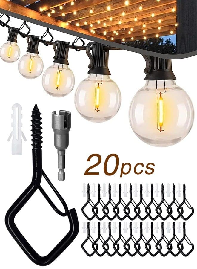 20 PCS Ceiling Hooks, for Hanging Plants Hooks for Hanging Hanger Hooks for Outdoor String Lights Siding Hooks Plant Hooks for Ceiling Cup Hooks Metal Hooks Hooks for Hanging Plants 2.2 Inches Black