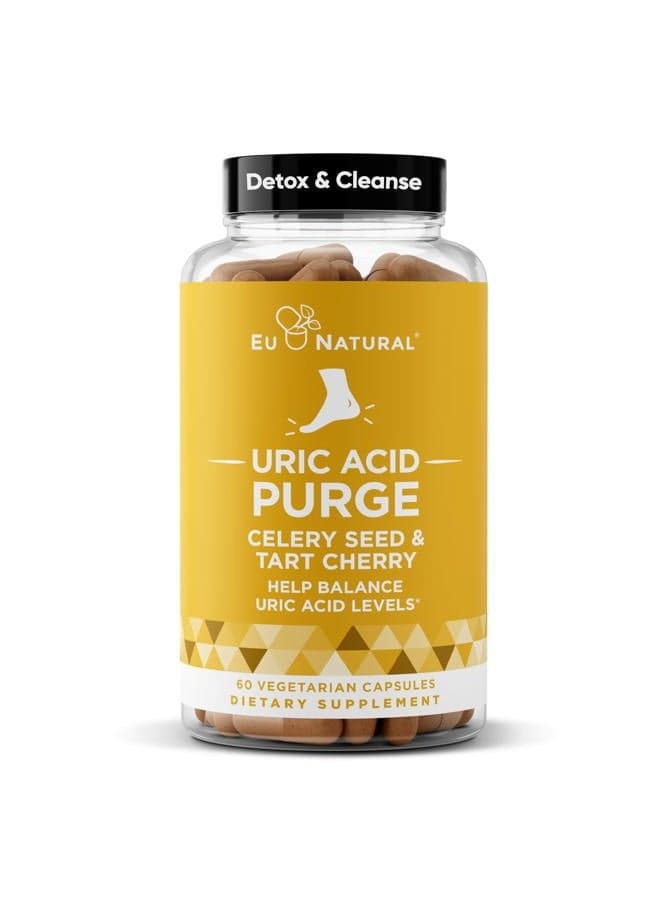 Purge! Uric Acid Flush – Eat & Drink What You Want – Detox and Cleanse with Celery Seed Extract, Tart Cherry & Chanca Piedra for Effective Joint Support & Active Mobility – 60 Soft Vegan Capsules