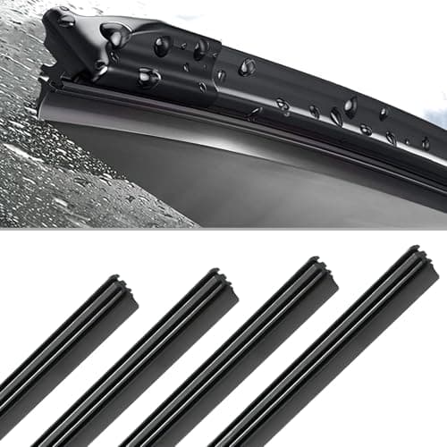 Hbxdeco 4PCS Car Windshield Wiper Blades Refills 26 Adjustable Size of Universal Replacement Frameless Wiper Rubber Strips for Most Vehicle Front Rear Windshield Wiper Blades
