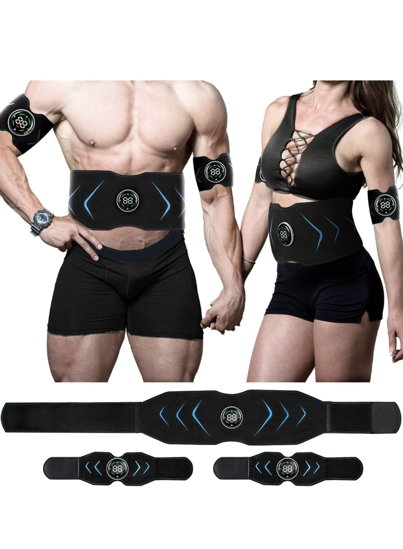 EMS Muscle Stimulator, Abs Trainer Stimulator Electric Abdominal Shaping Belt, Training Belt Workout Portable Fitness Equipment Office Home for Arm & Leg