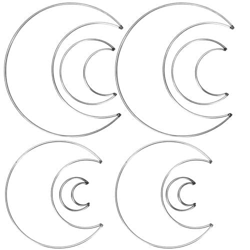 8 Pcs4 Sizes Metal Wire Moon Frame for Dream Catcher Rings Crescent Wreath Form Tool Craft Supplies for Macrame DIY Home Wall Hanging Projects Floral Crafts and HalfShaped Decoration Hoops