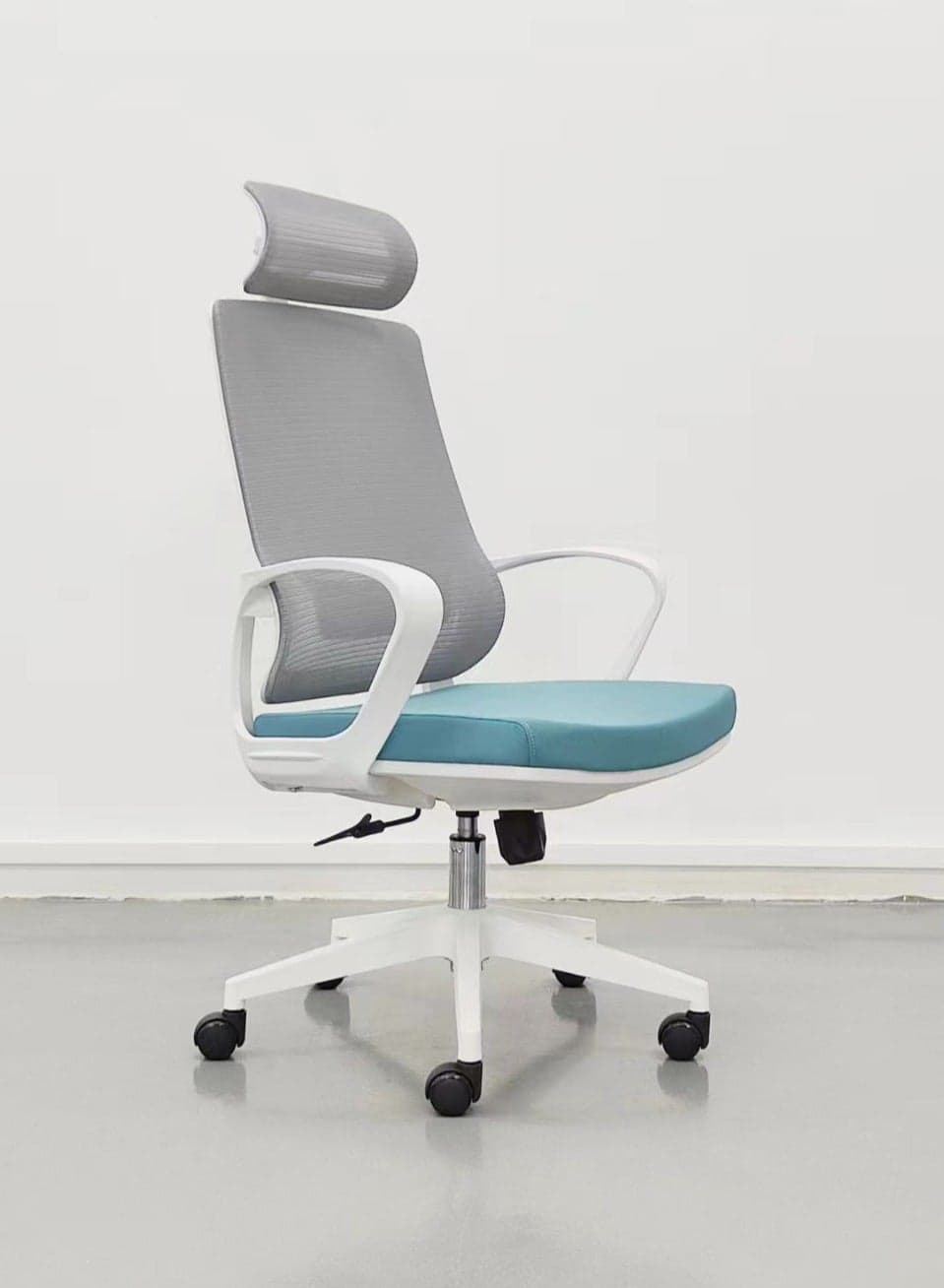 MAf Ergonomic Office Chair, High-Back Mesh with Headrest, Adjustable Lumbar Support, MAF-3353 White/Grey/Blue