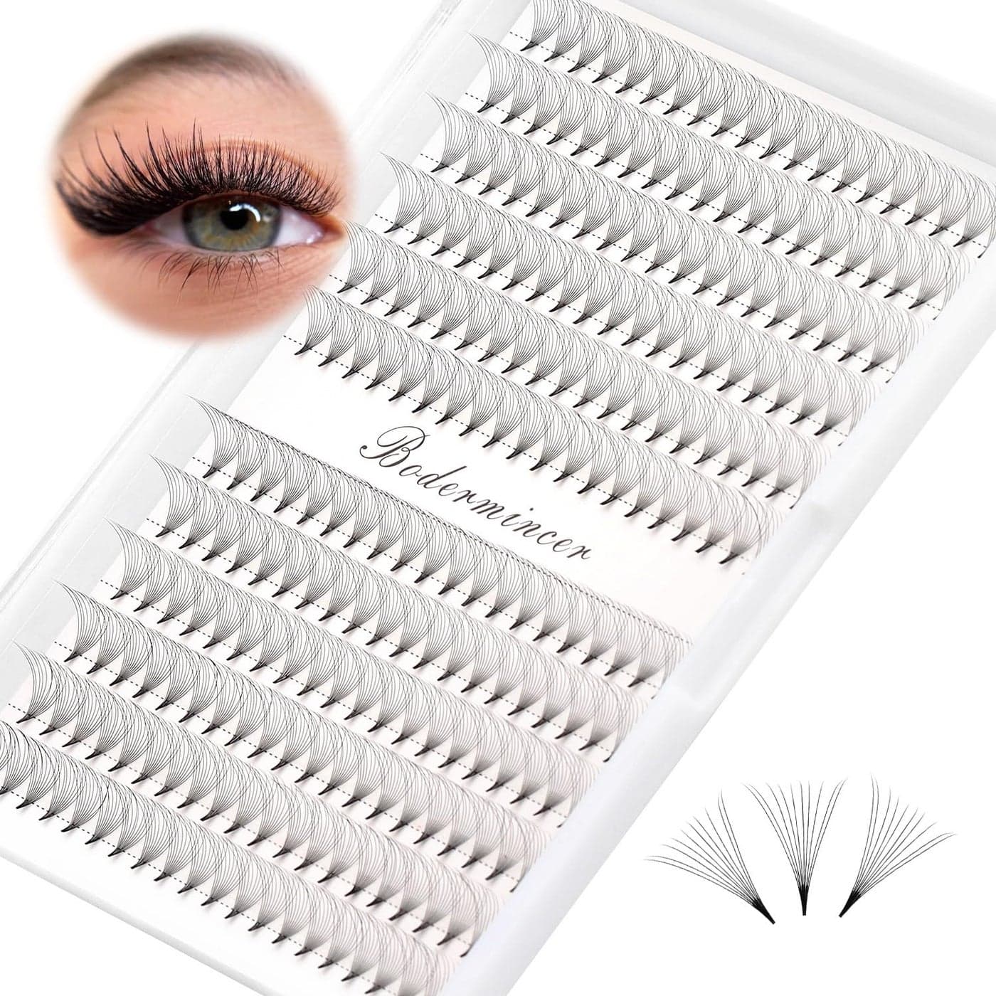 Dedila Short Stem Nature Long 10D Premade Fans Dramatic Volume Eye Lashes Extensions Thickness 007mm D Curl Soft and Light Weight Individual False Eyelashes Cluster 12MM