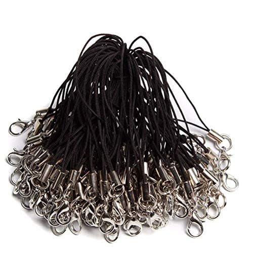 100Pcs Black Lanyard Lobster Clasp Lariat Cord Strap for Mobile Cell Phone/Mp3/Mp4/USB Flash Drive/Charms/Keyring and More