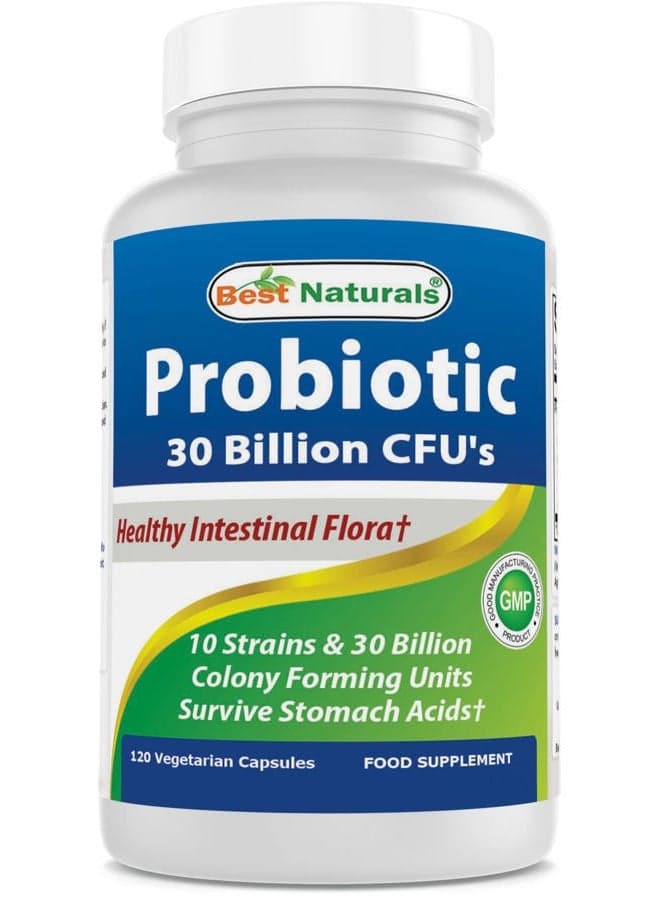 Probiotic 10 Strains & 30 Billion CFU Intestinal Flora, 120 Veggie Capsules - Shelf Stable probiotic (4146365)