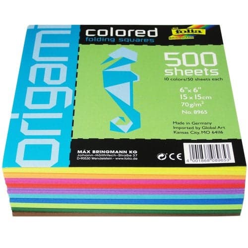 Global Art Folia 6Inch by 6Inch Origami Paper 10 Colors 500Pack