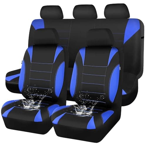 CAR PASS Neoprene Wetsuit Seat Covers Waterproof Car Seat Covers Full Sets with 5mm Composite EVA Universal Fit for Car Sedan SUV Trucks Anti Slip with Airbag CompatibleBlack Blue