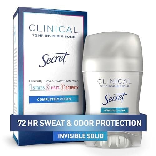 Secret Clinical Strength Antiperspirant Deodorant for Women 3X Stress Protection 72hr Sweat Odor Protection PH Balancing Minerals Invisible Solid Completely Clean Scent 16 oz