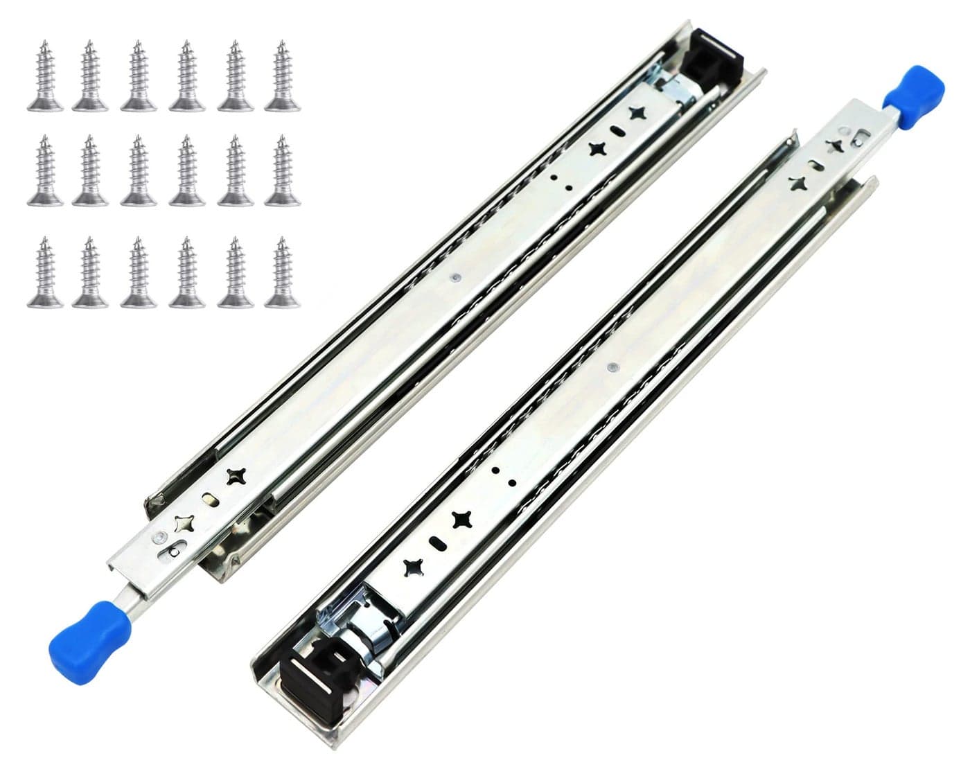 KCOLVSION 1 Pair 22 Inch 260 Lb Capacity Heavy Duty Locking Drawer Slides with Screws,Side Mount Full Extension 3 Fold Ball Bearing Stainless Steel Drawer Rails,Hardware Drawer Runners Tracks