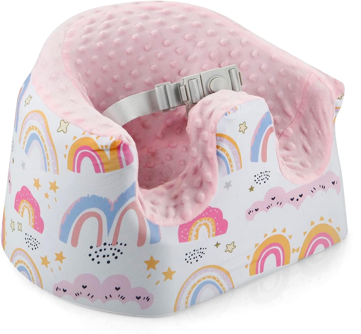 PandaEar Baby Seat Cover Compatible with Bumbo Seat Removable Floor Soft Seat Cover for Boys Girls Breathable AntiSlip Machine Washable Pink