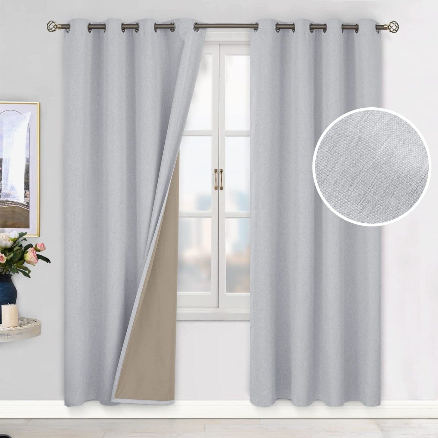 BGment Grey Blackout Curtains 84 Inch Length for Bedroom 2 Panels Set Linen Textured Thermal Insulation Soundproof Window Curtain Drapes with Grommet 52 Inch Wide Each Panel