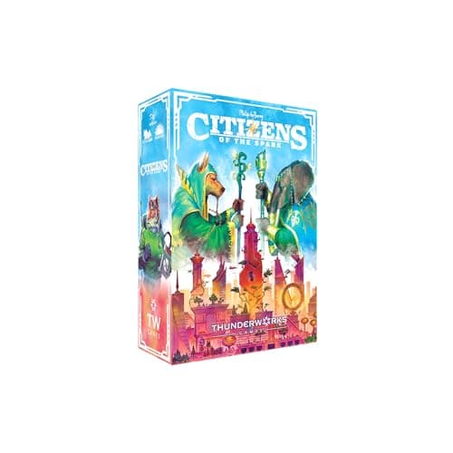 Citizens of The Spark Board Game Strategy CardDrafting Game of Clever Combos Competitive Tableau Builder Fantasy Scifi Animals 15 Players Ages 14 4560 Minutes Thunderworks Games
