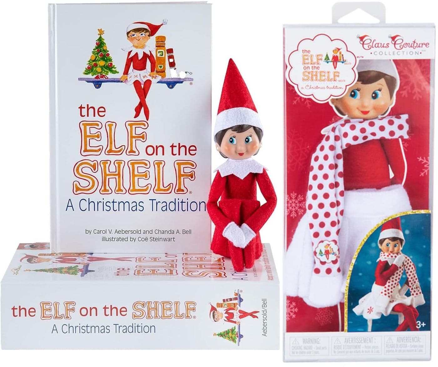 The Elf on the Shelf Christmas Tradition Box Set Girl Scout Elf Blue Eyed Story Book and Claus Couture Collection Snowflake Skirt and Scarf MultiItem Bundle