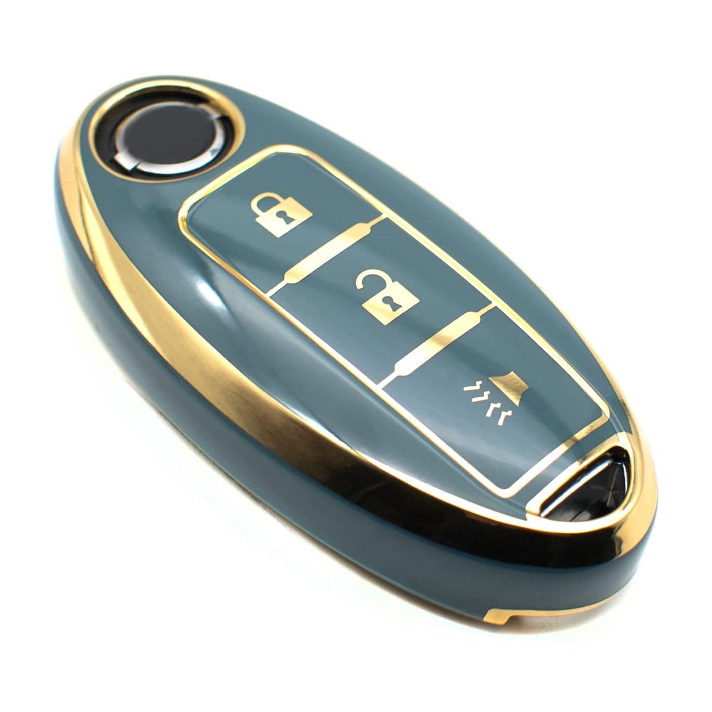 FEYOUN Key Fob Cover Compatible with Nissan 370Z Armada Kicks Murano Pathfinder Rogue Titan Versa Note Infiniti Smart 3 Buttons TPU Remote Keyless Key Fob Case Protection Shell Accessories Blue Gray