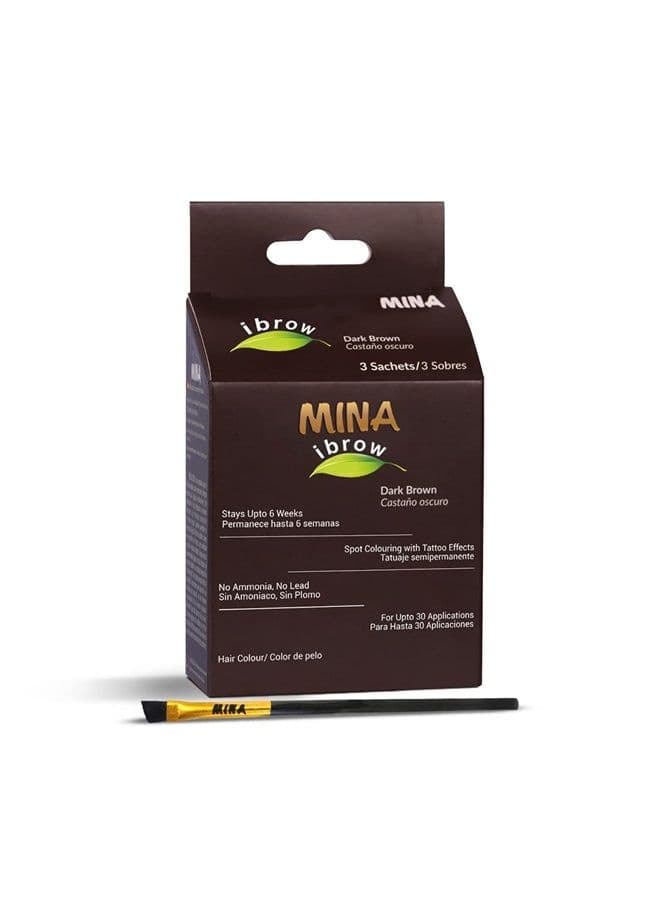 Mina ibrow Hair Color Dark Brown|Long Lasting Natural Spot coloring and Hair Tinting Powder with Brush, Water and Smudge Proof | No Ammonia, No Lead with 100% Gray Converge Upto 30 Application|Vegan a