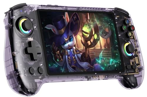 Anbernic RG557 Retro Handheld Game Console 548 Inch AMOLED Screen Handheld Emulator Android 14 System Dimensity 8300 Processor Support WiFi 6E Bluetooth 53Transparent Purple