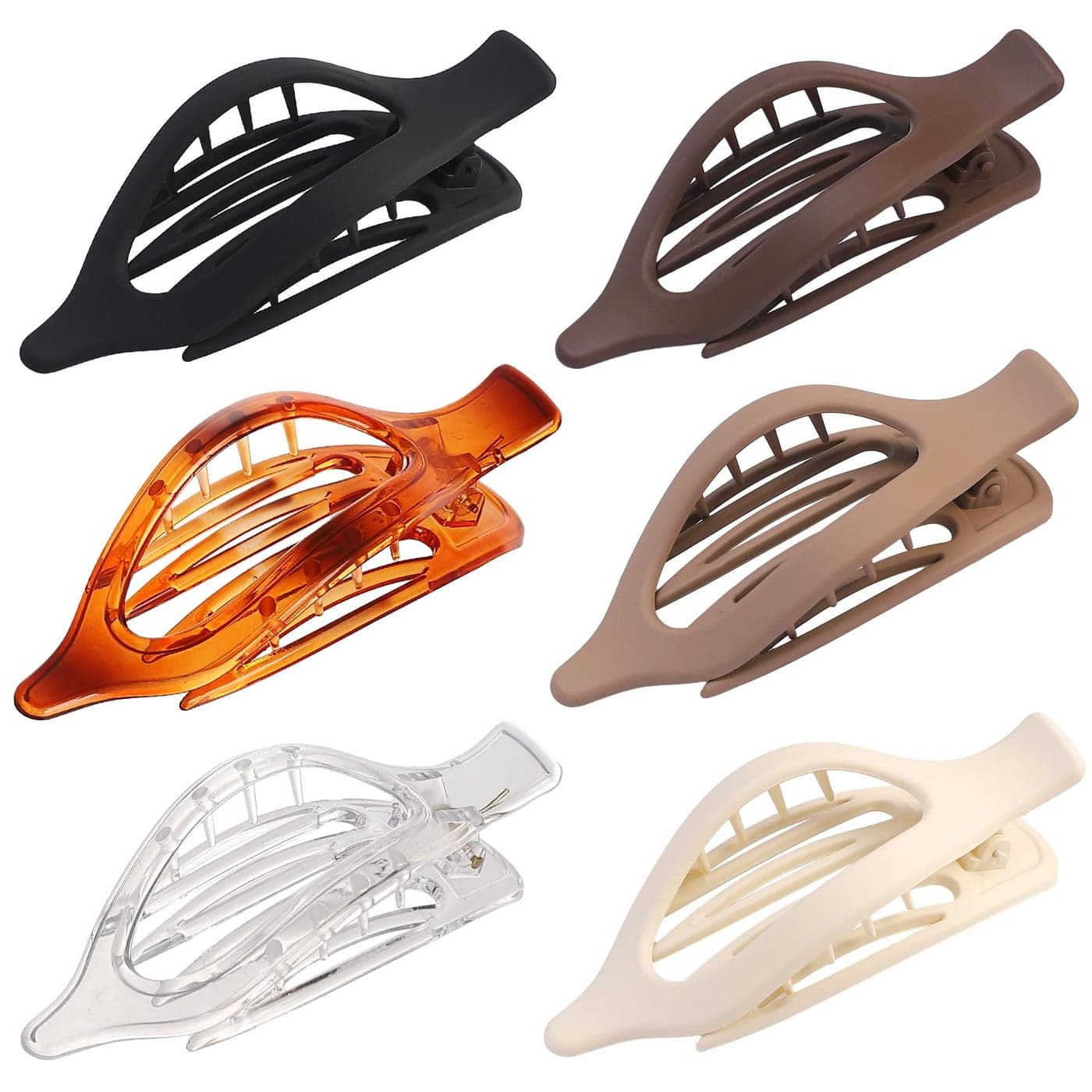 CHANDAT Flat Hair Clip 6 pcs Lay Down Claw Clips Hair Accessories for Women Transparent