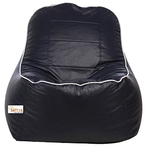 Sattva Rester XXXL Bean Bag Cover Without Beans - Navy Blue with White Piping