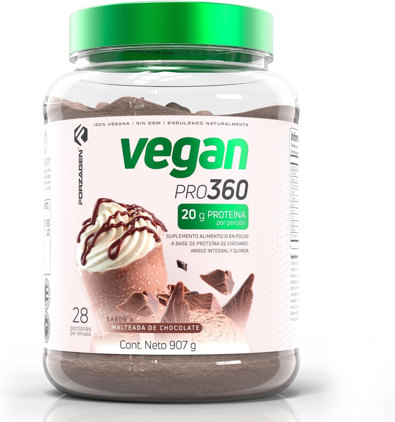 Forzagen Vegan Protein 360 2 Lbs 27 Servings Plant Based Protein Extracted from Quinoa Brown Rice and Pea Isolate Protein Dairy Soy and Gluten Free Nom GMO Chocolate Milkshake