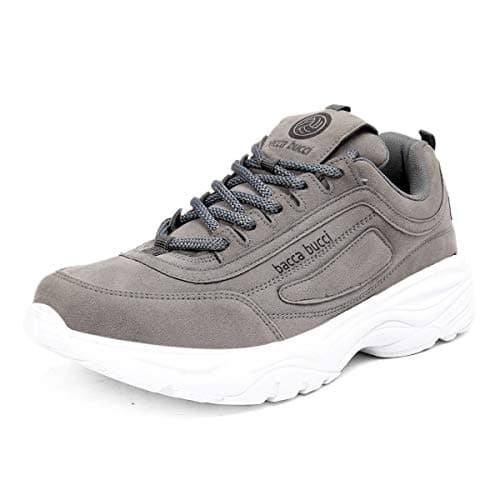 Bacca Bucci Men Lace Up Sneaker Shoes Grey, Size UK9
