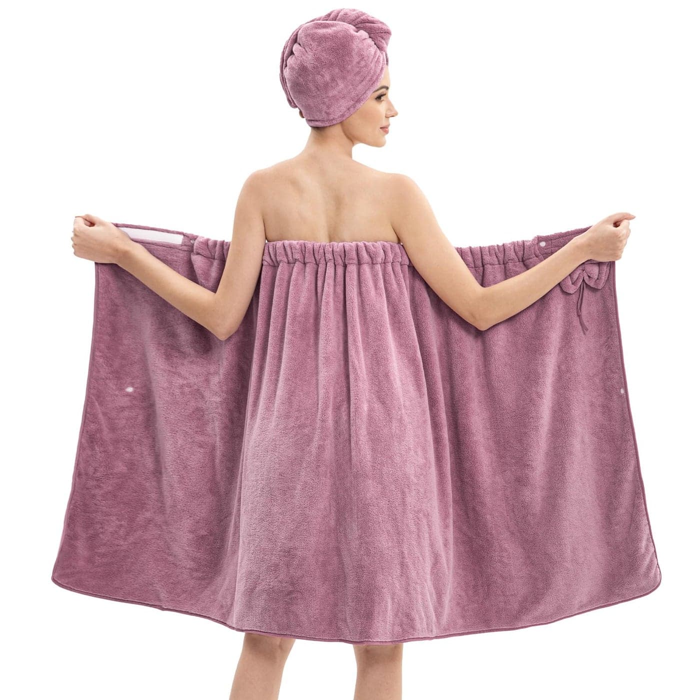 Bath Wrap Towels for Women Adjustable Spa Shower Wrap with Super Absorbent Microfiber QuickDry Body Hair Towel Set for Home Hotel Beach Pool Gym Travel Purple