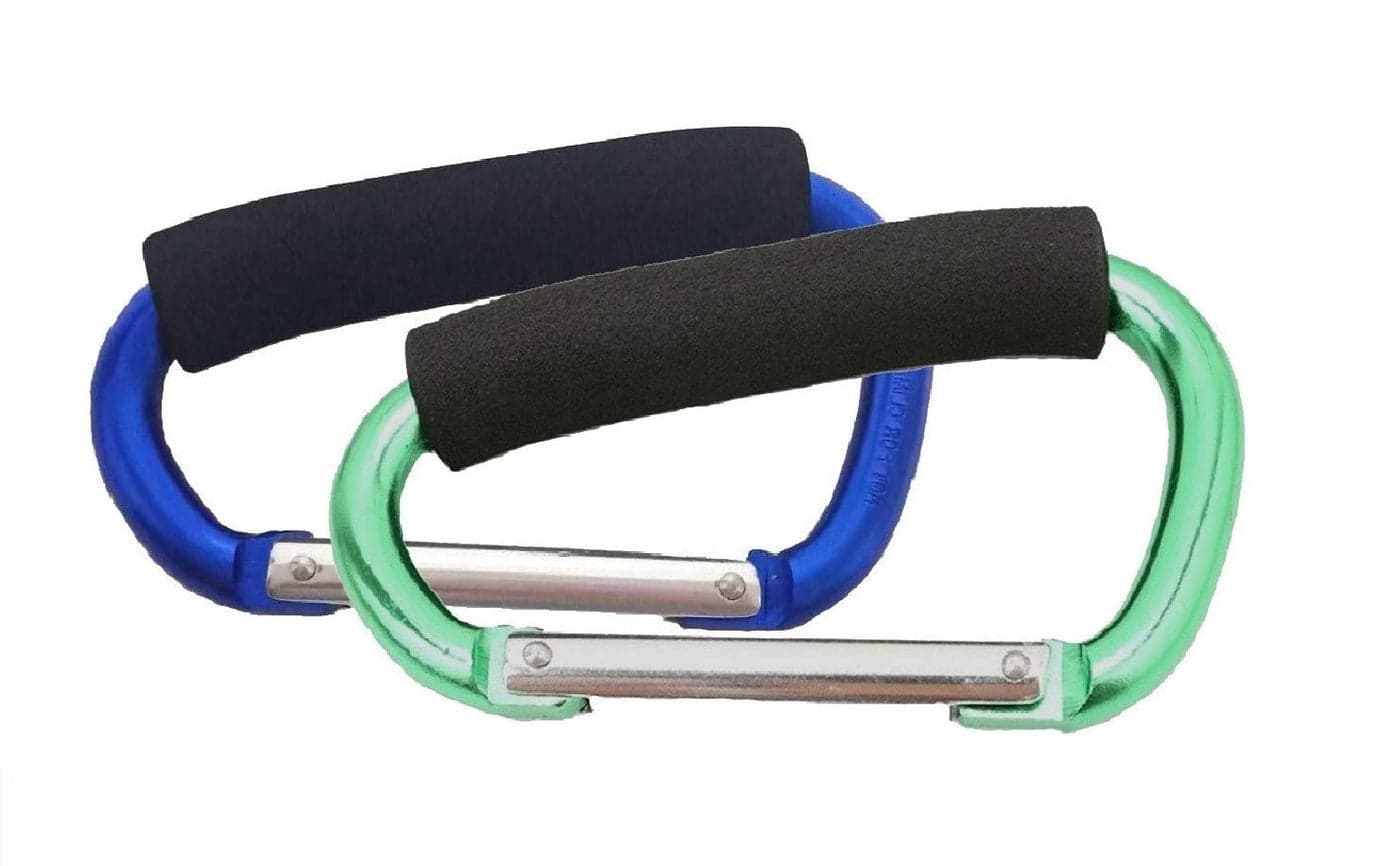 Large Stroller Hooks for Mommy 2 pcs Carabiner Stroller Hook Organizer for Hanging Purses Diaper Bag Shopping Bags Clip Fits SingleTwin Travel Systems Car Seats BlueGreen