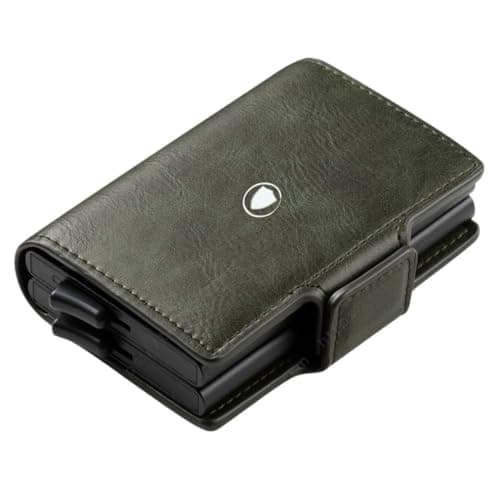 Bracevor Leather Wallet with Dual Popup Cardholders for Men Women - Dark Olive | 15-20 Cards | RFID Blocking| Magnetic Closure