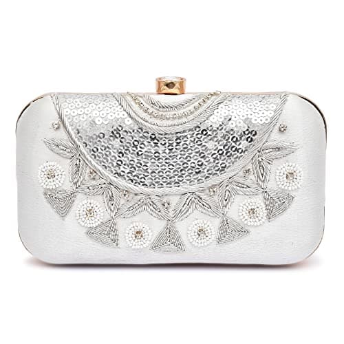 For The Beautiful You Neck Embroidered Women's Clutch (White)