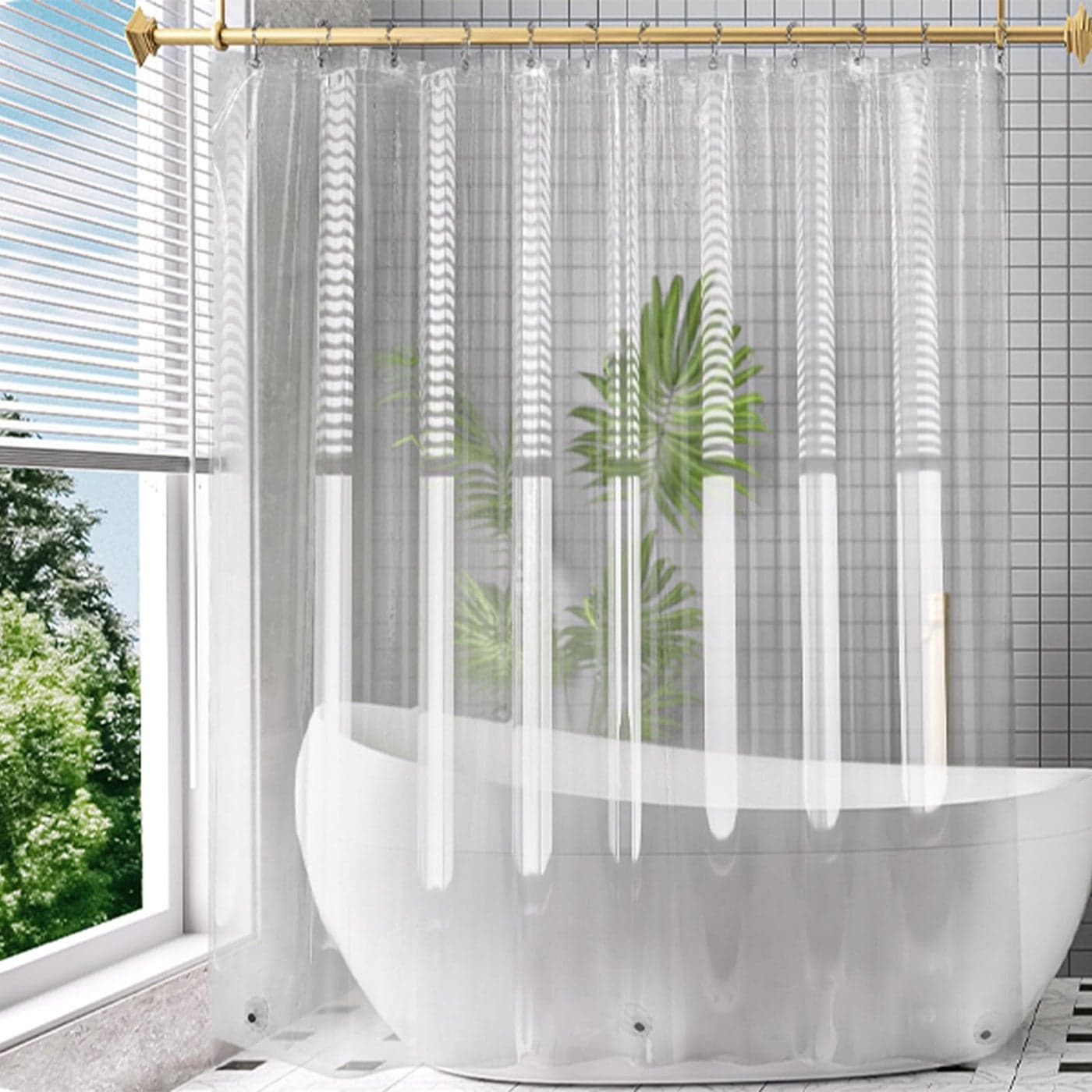 Amazer Long Shower Curtain Liner with Magnets 72 x 78 Plastic Clear Shower Liner PEVA Waterproof Medium Weight Inside Shower Curtains Liner for Bathroom with Rustproof Grommets