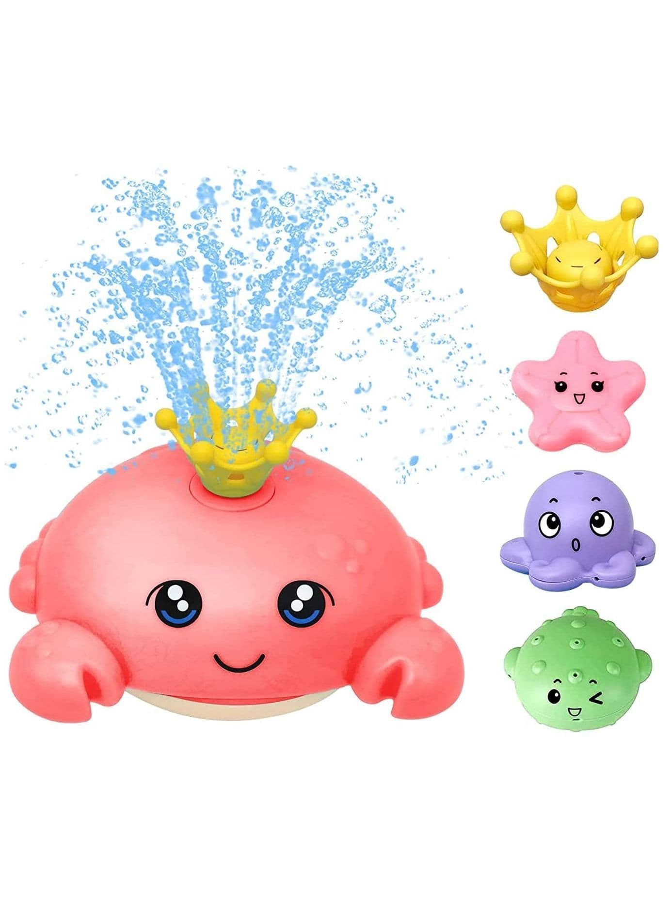 Bath Toys for Toddlers Spray Water Baby Toy Light Up Sprinkler Bathtub Swimming Pool Bathroom Shower Infant Kids Boys Girls Age 3 4 5 6 Years Old Crab Red